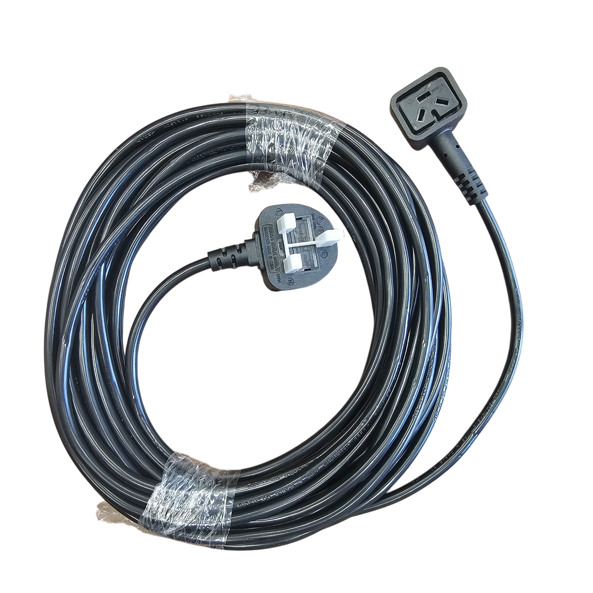 3 Core Plug In Mains Cable - with 3 pin connector and 13A plug - 12m - Commercial Cleaning Machines Ltd
