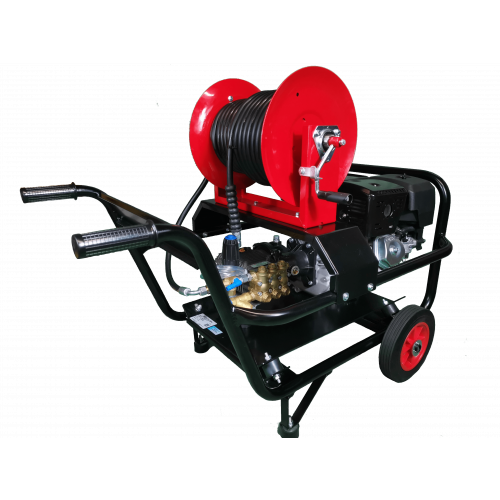 Maxflow Industrial Pressure Washer - Loncin G420 24 LPM Gearbox Driven Trolley Frame + 30M Reel (Electric Start)