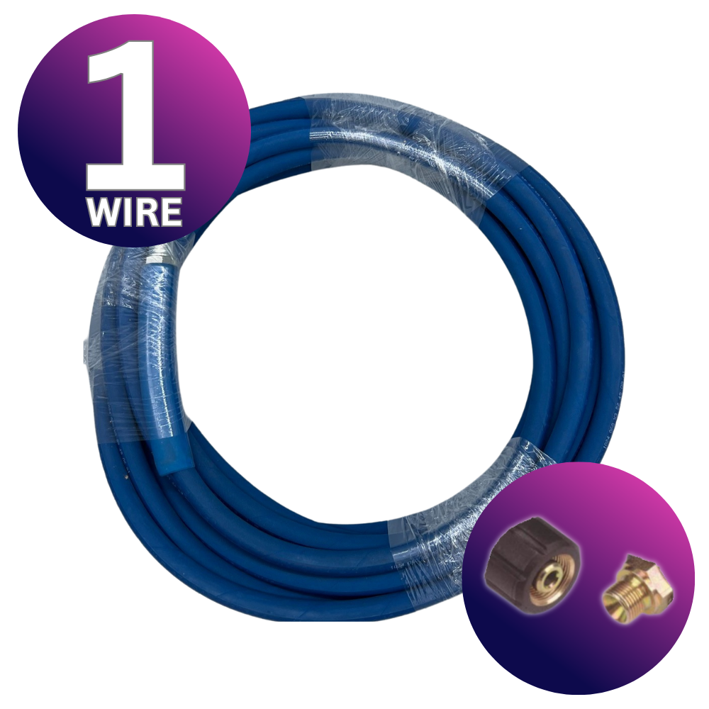 Astrox 3/8’’ M22 BSP 1 Wire High Pressure Blue Non Marking Hose - 250bar Rated - Pressure Washer Spares
