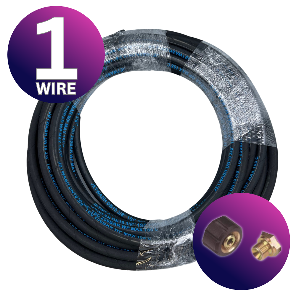 Astrox 3/8" M22 BSP 1 Wire High Pressure Rubber Hose - 250bar Rated - Commercial Cleaning Machines Ltd