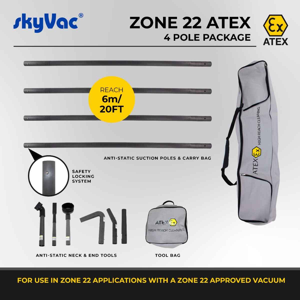SkyVac ATEX Clipped Carbon Fibre Pole Package