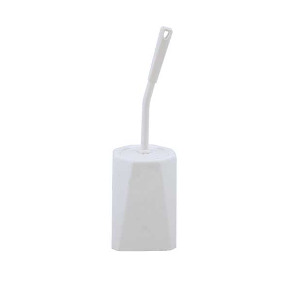 Enclosed Toilet Brush Set - White Brush and Fully Enclosed Holder - Commercial Cleaning Machines Ltd