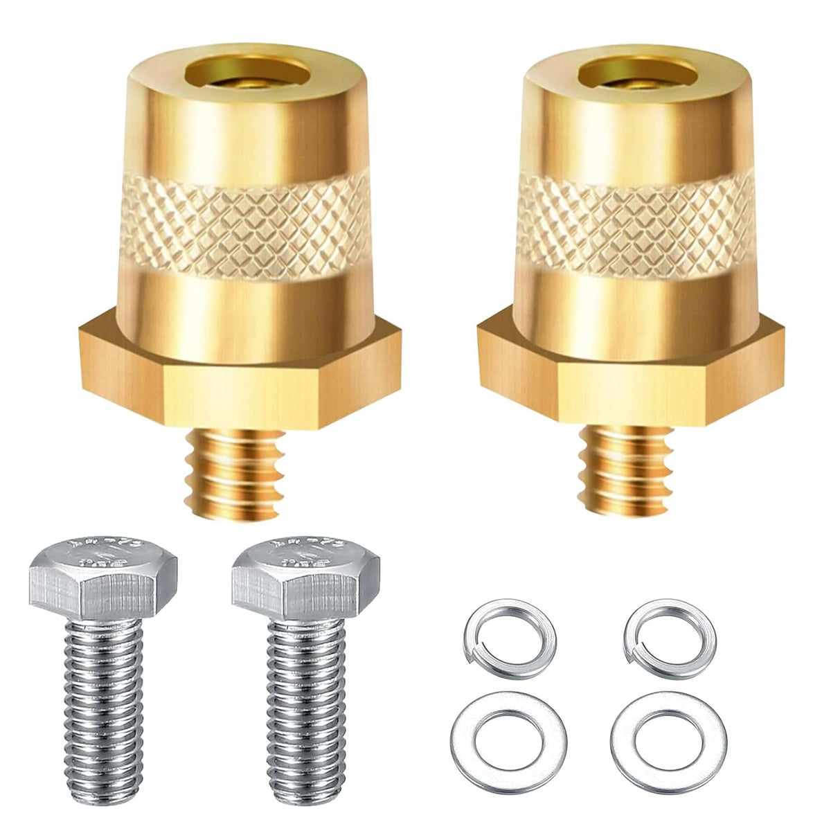 M8 Thread Battery Post Adapter Kit - Brass Positive and Negative Terminals - Commercial Cleaning Machines Ltd