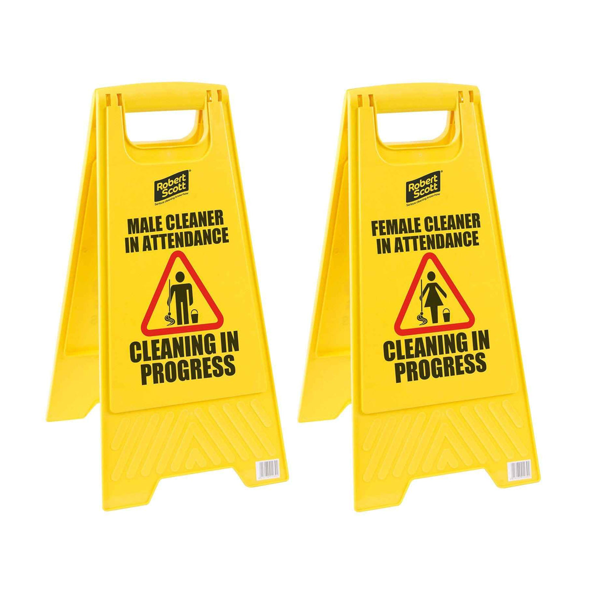 Male/Female Attendant Standard Safety Floor Sign - Box of 5 - Commercial Cleaning Machines Ltd