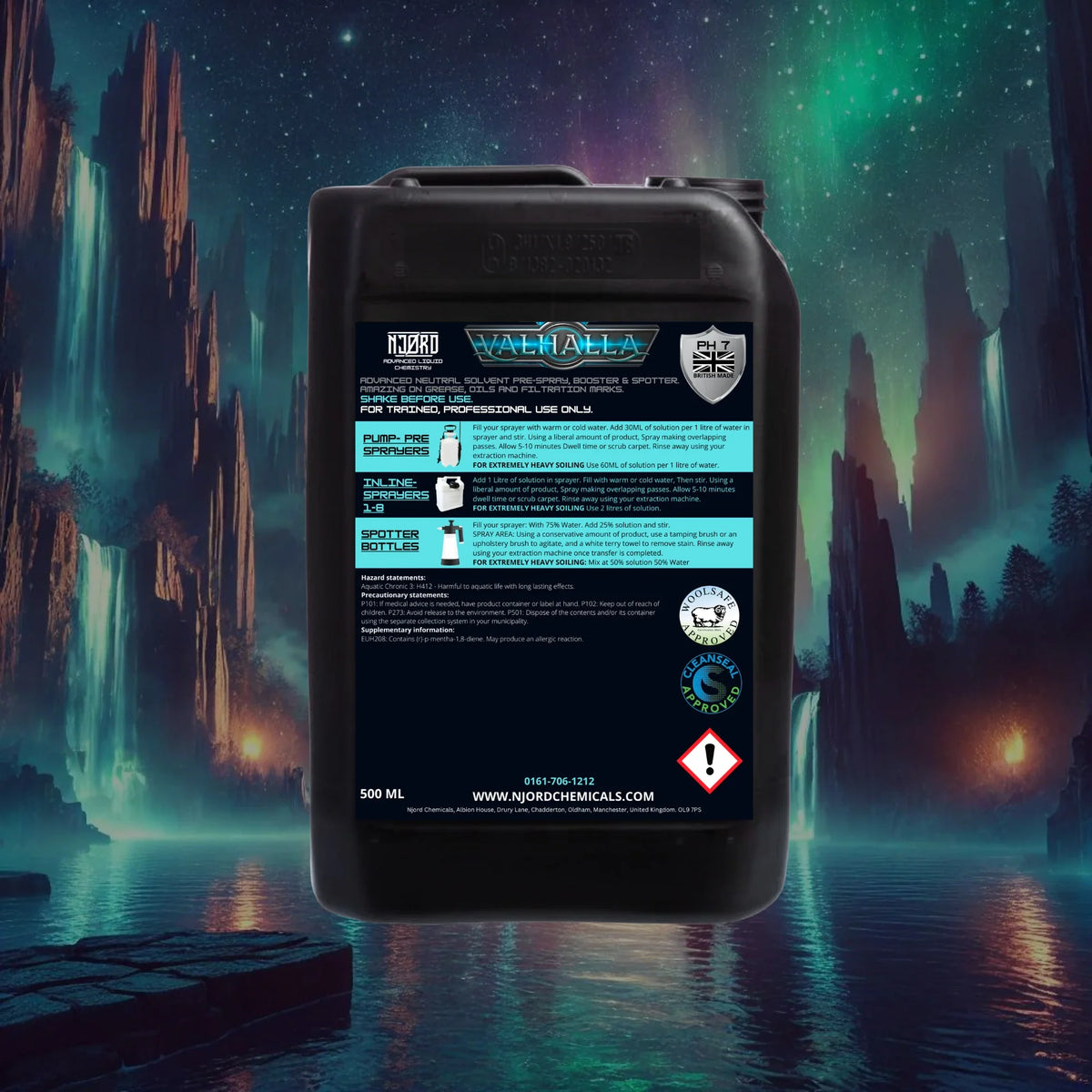 Njord Valhalla 6l - Woolsafe Carpet Upholstery and Fine Fabric Pre Spray - Cleaning Chemicals