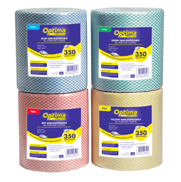 Optima All Purpose Cloth Rolls - Lightweight - Colour Coded