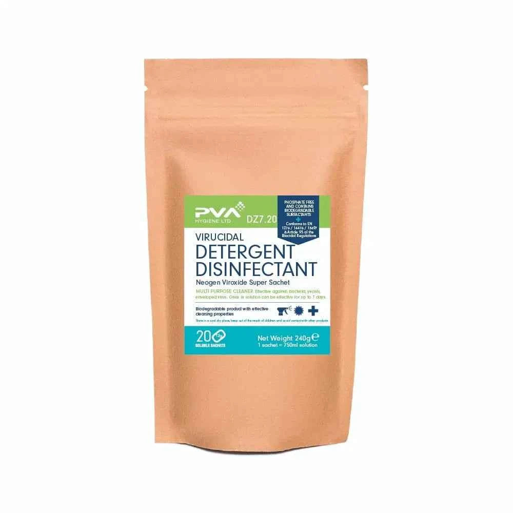 PVA Virucidal Detergent Disinfectant - Trigger Bottle Sachets - Pack of 20 - Commercial Cleaning Machines Ltd