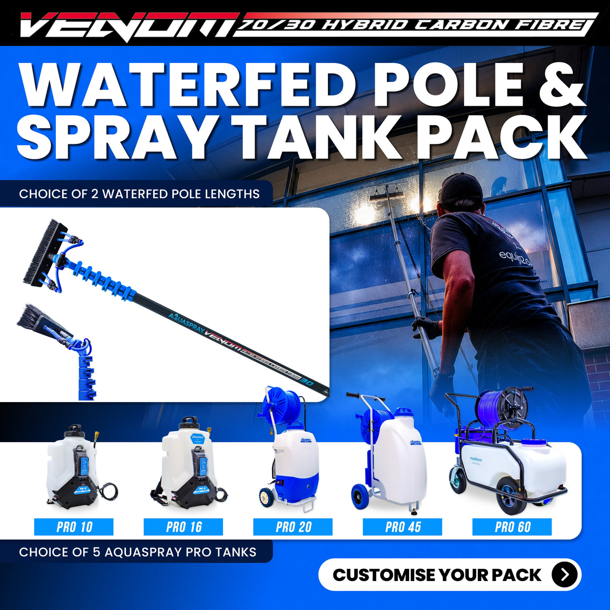 Aquaspray Venom 70/30 Hybrid Water-Fed Pole & Spray Tank Pack