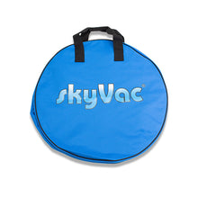 Blue SkyVac hose carry bag with two black handles