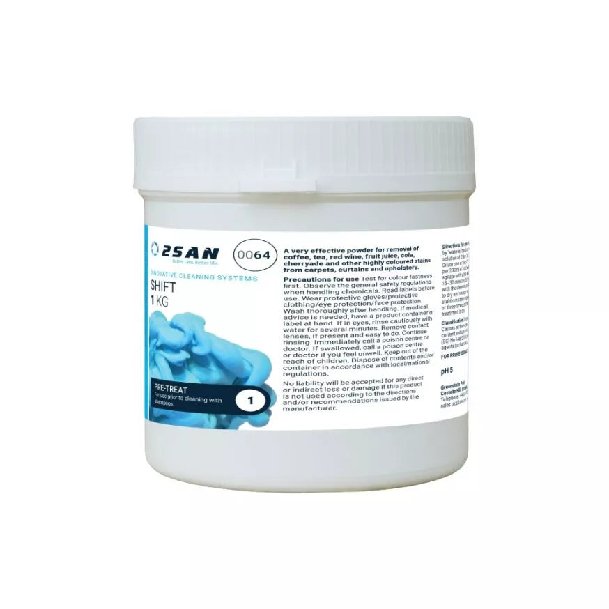 2San Shift Powder 1kg Professional Powdered Stain Remover - Commercial Cleaning Machines Ltd