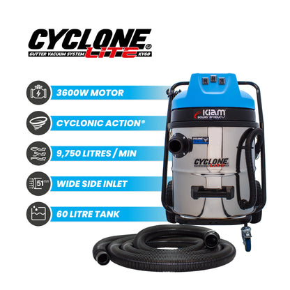 Equip2clean Cyclone Lite® KV60 Gutter Vacuum 3600W - Side Entry