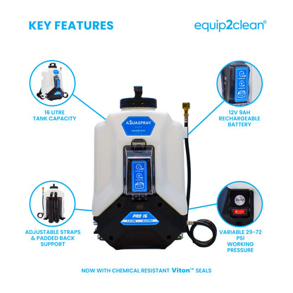 Kiam Products Aquaspray® Pro 16L Battery Operated Water Spray Backpack