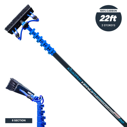 Aquaspray Venom Aquaspray® Venom 22ft [Compact] 100% Carbon Fibre Waterfed Window Cleaning Pole 6-Section