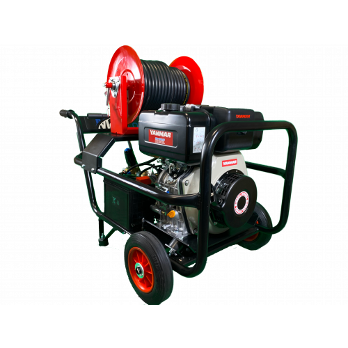 Maxflow Industrial Pressure Washer - Yanmar L100-V Interpump 15 LPM Trolley Frame + 30M Reel