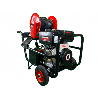 Maxflow Industrial Pressure Washer - Yanmar L100-V Interpump 15 LPM Trolley Frame + 30M Reel