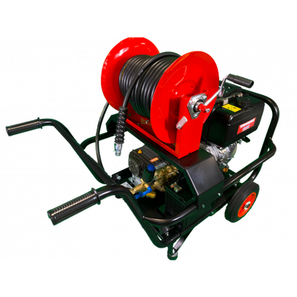 Maxflow Industrial Pressure Washer - Yanmar L100-V Interpump 15 LPM Trolley Frame + 30M Reel