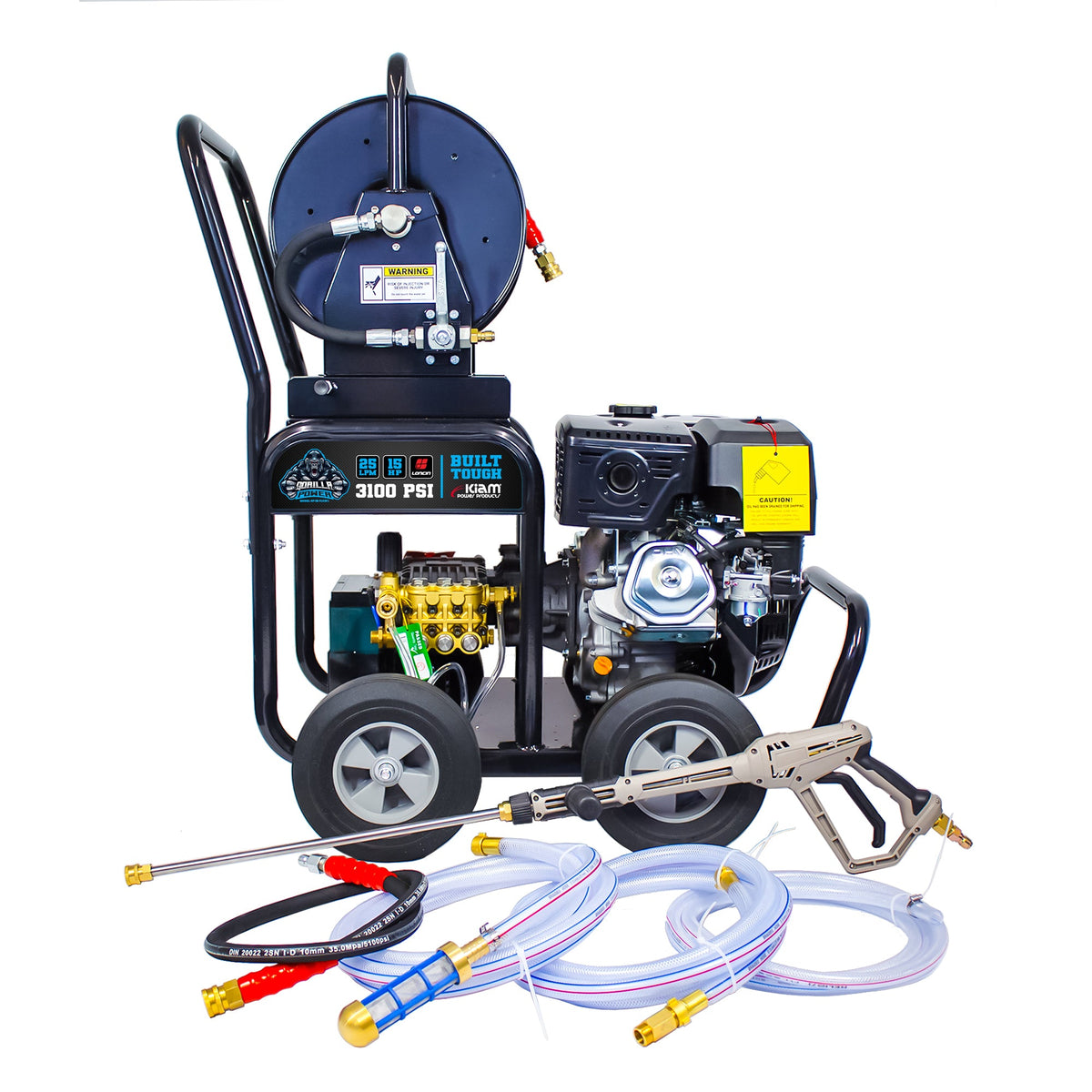 Kiam Products Kiam GORILLA POWER® 3100PSI 25LPM 15HP Petrol Pressure Washer Loncin Engine