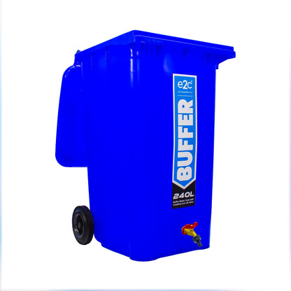 Equip2clean 240 Litre Mobile Water Wheelie Bin Buffer Tank with Overflow Cut-off Float Valve