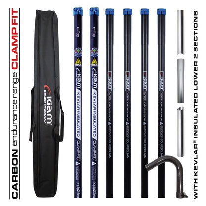 Kiam Products Clamped Carbon Fibre Gutter Vacuum Pole Kits (51mm Diameter) 20ft-40ft