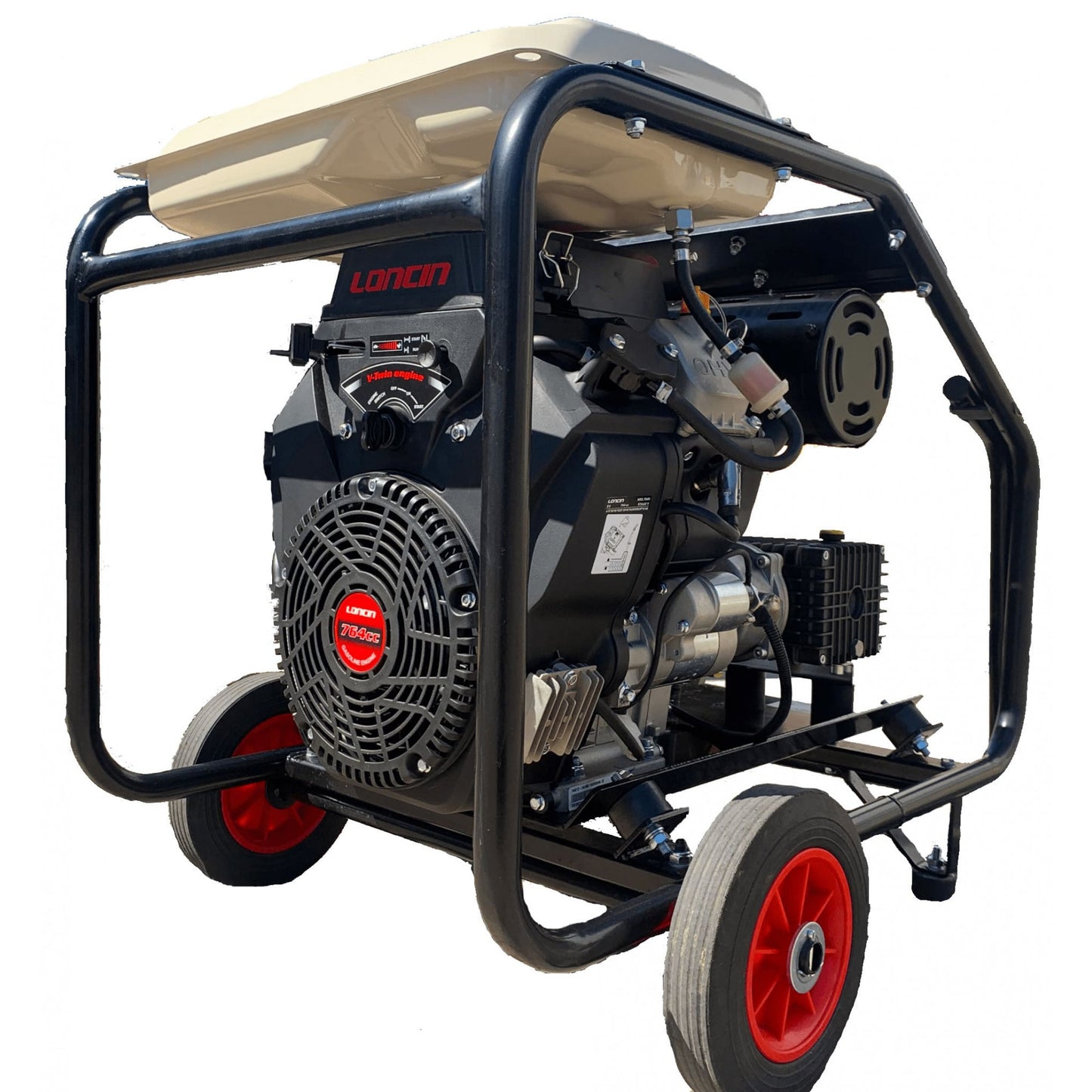 Maxflow Industrial Twin-Cylinder Pressure Washer - Loncin LC2V80FD-1 18 LPM (500 BAR) Interpump Trolley Frame (Electric Start)