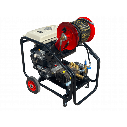 Maxflow Industrial Twin-Cylinder Pressure Washer - Loncin LC2V80FD-1 41 LPM Interpump Trolley Frame + 40M Reel (Electric Start)