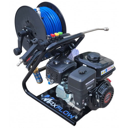 Maxflow Semi-Industrial Softwash System - Loncin H135 11 LPM Carry Frame + 30M Reel