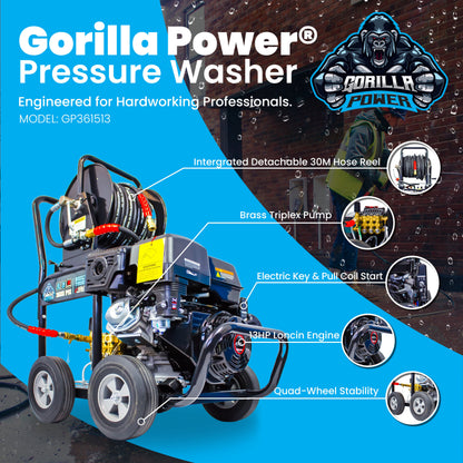 Kiam Products Kiam GORILLA POWER® 3600PSI 15LPM 13HP Petrol Pressure Washer Loncin Engine