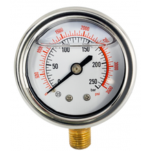 250 Bar Glycerine Gauge 1/4" Bottom Feed 50MM Gauge Diameter