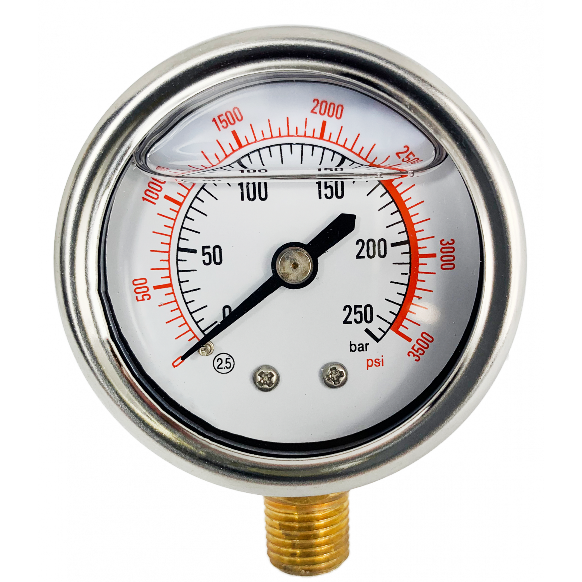 250 Bar Glycerine Gauge 1/4" Bottom Feed 50MM Gauge Diameter