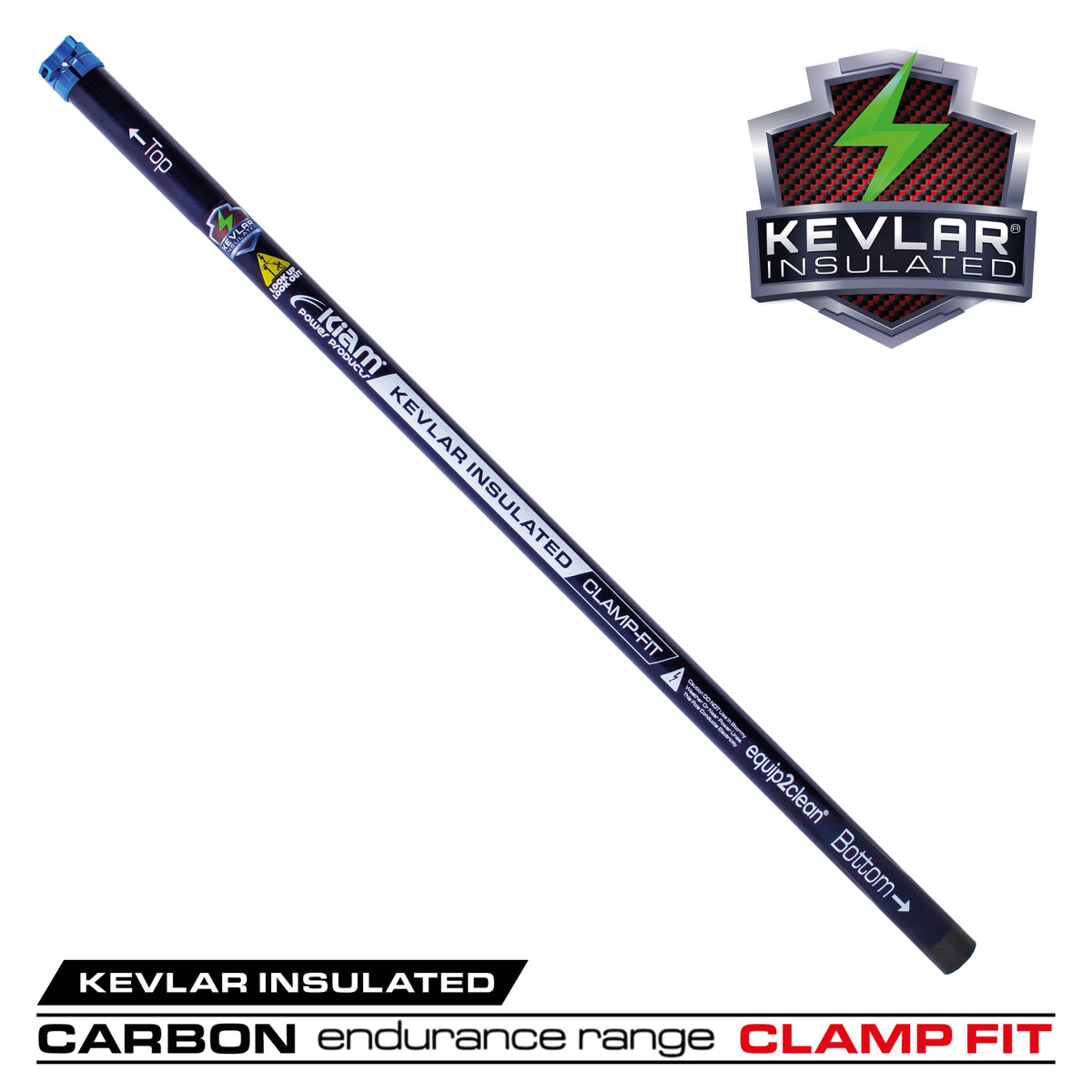 Kiam Products Clamped Carbon Fibre Gutter Vacuum Pole Kits (51mm Diameter) 20ft-40ft
