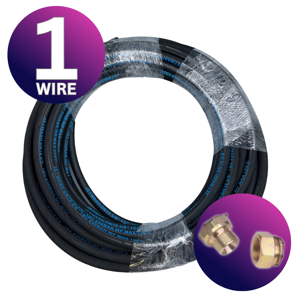 Astrox 3/8" BSP 1 Wire High Pressure Rubber Hose - 250bar Rated - Commercial Cleaning Machines Ltd