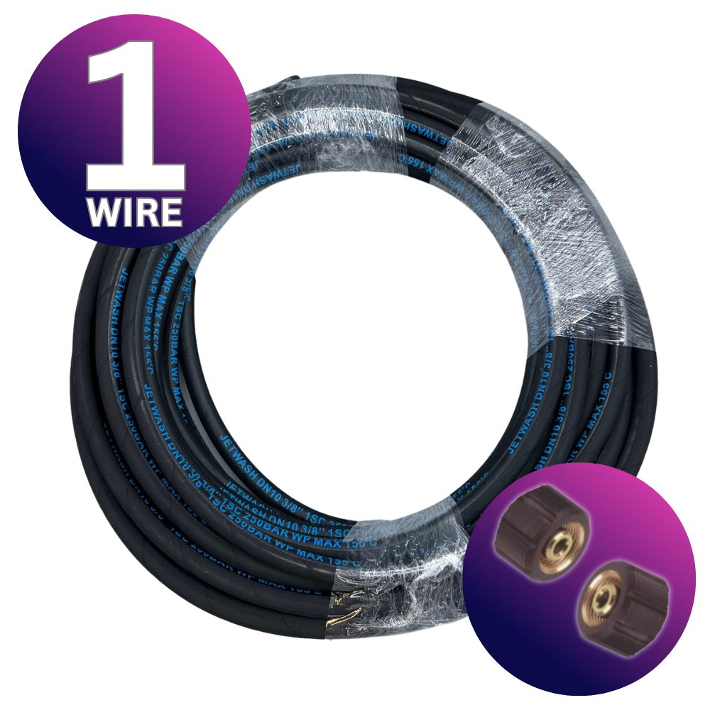 Astrox 3/8" M22 1 Wire High Pressure Rubber Hose - 250bar Rated - Commercial Cleaning Machines Ltd