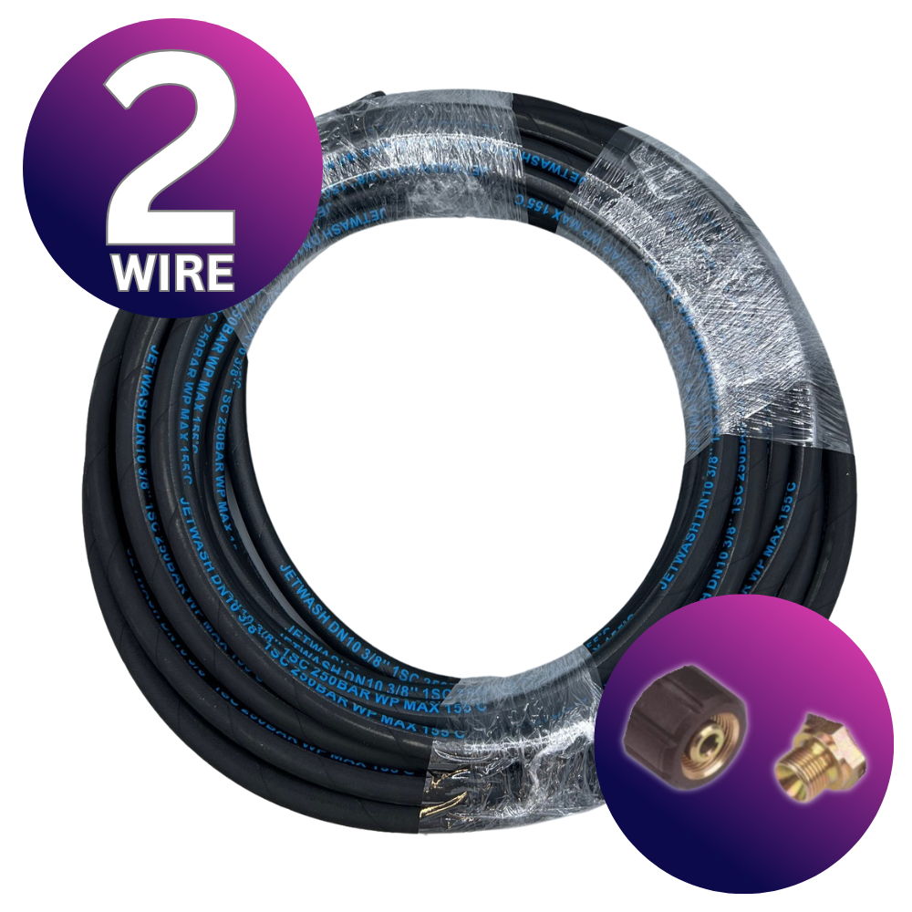 Astrox 3/8" M22 BSP 2 Wire High Pressure Rubber Hose - 400bar Rated - Commercial Cleaning Machines Ltd