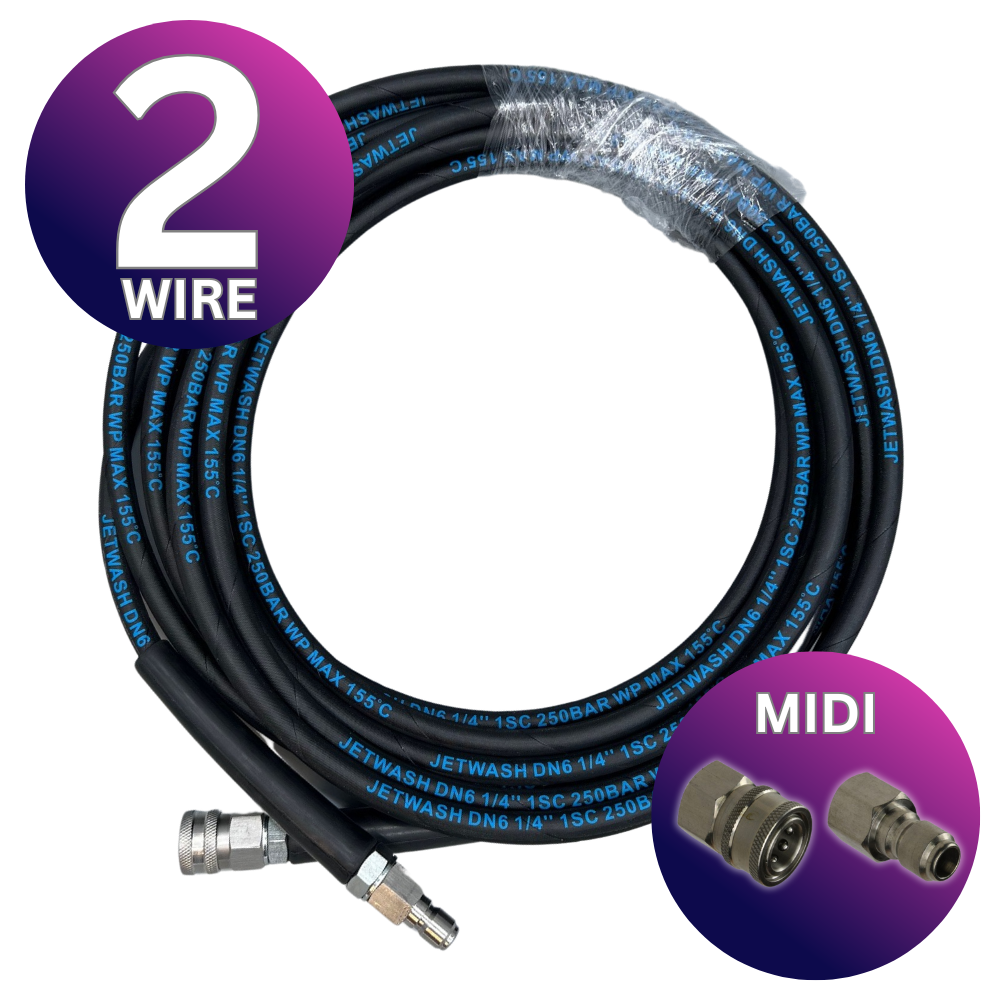 Astrox 3/8" Midi Quick Release 2 Wire High Pressure Rubber Hose - 400bar - Commercial Cleaning Machines Ltd