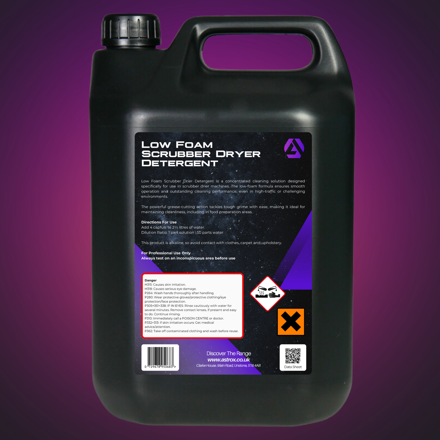 Astrox Low Foam Scrubber Dryer Detergent - 5 Litres - Commercial Cleaning Machines Ltd