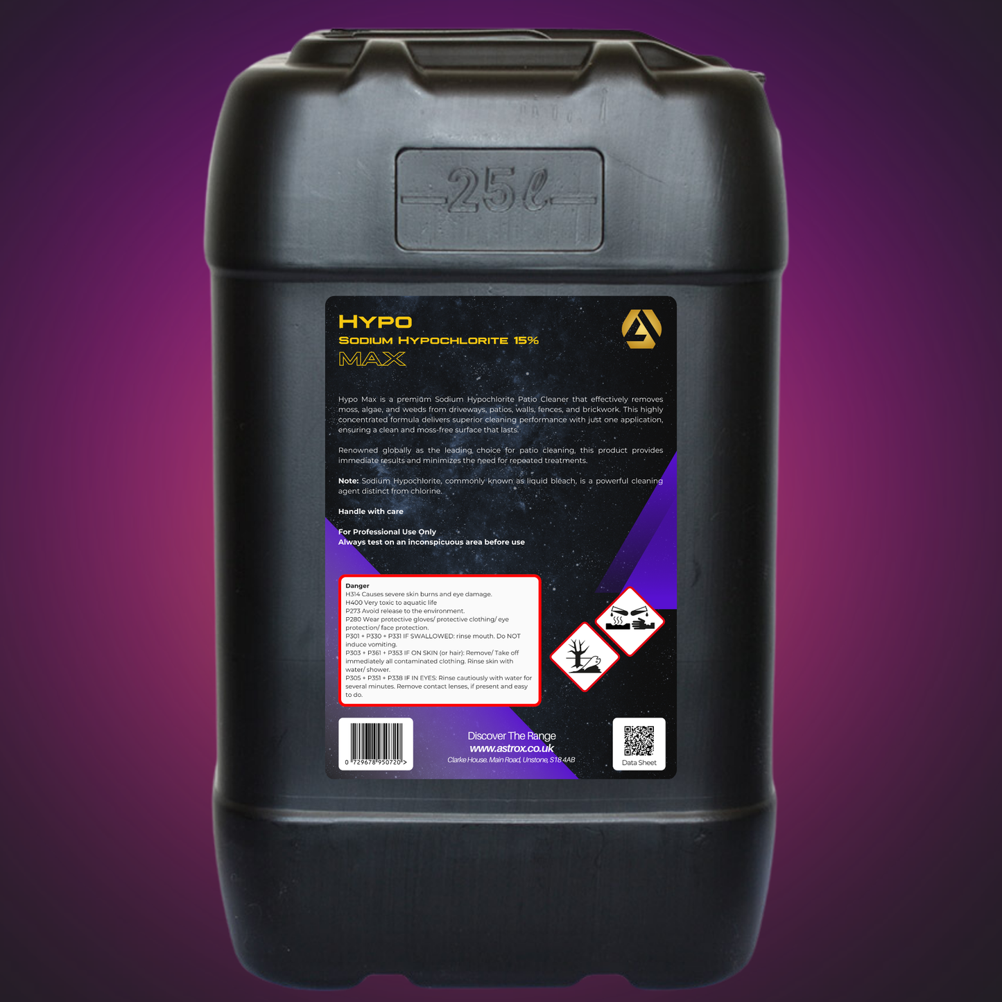 Astrox MAX Hypo Sodium Hypochlorite 15% - 5 / 20 Litres - Commercial Cleaning Machines Ltd