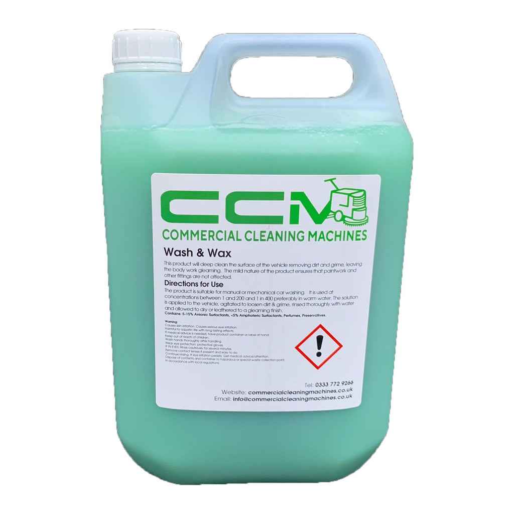 CCM Wash and Wax - 5 Litres - Premium Quality Shampoo and Carnuba Wax