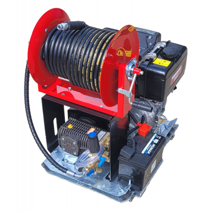 Maxflow Industrial Pressure Washer - Yanmar L100-V Comet Pump 18 LPM Skid Frame + 30M Reel