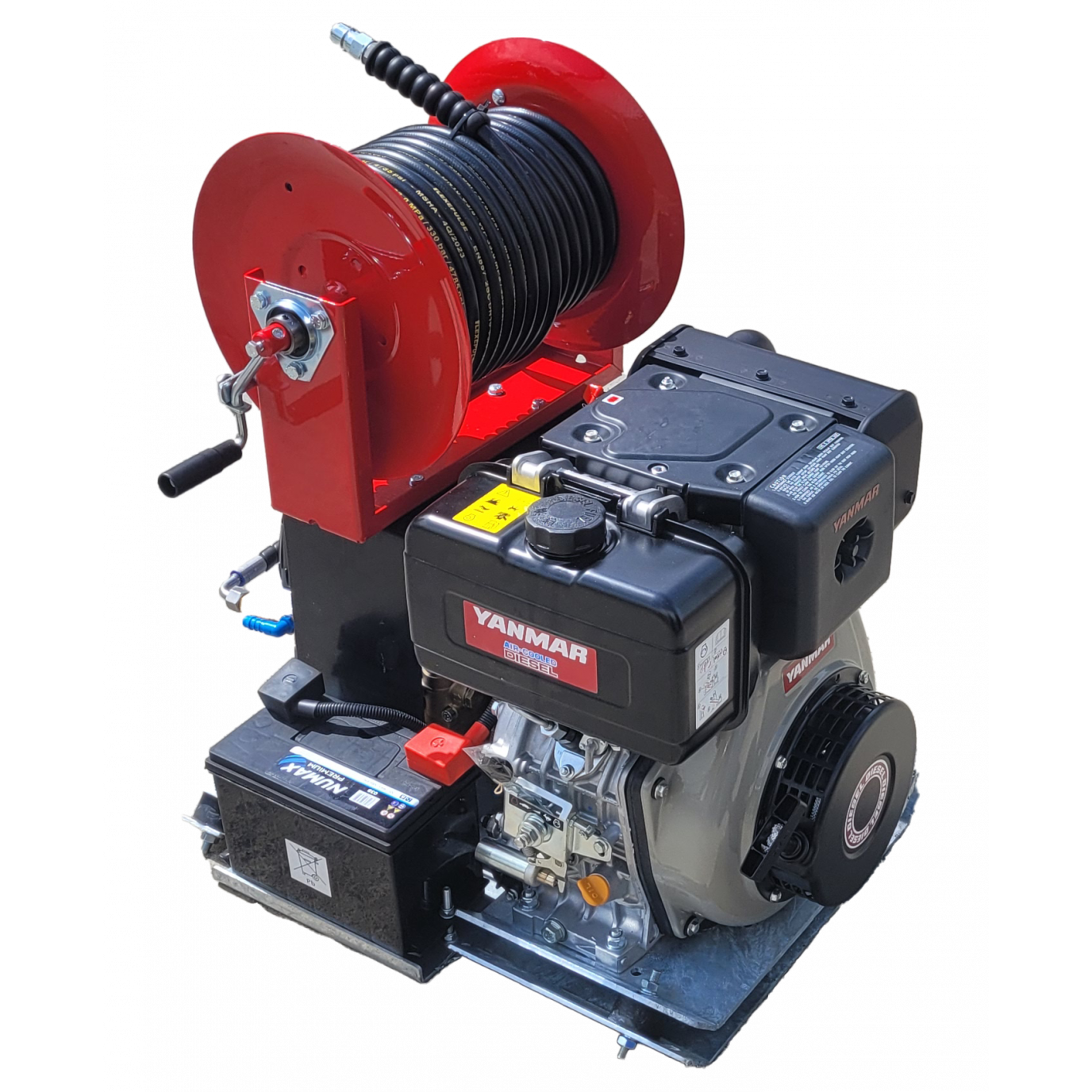 Maxflow Industrial Pressure Washer - Yanmar L100-V Comet Pump 15 LPM Skid Frame + 30M Reel