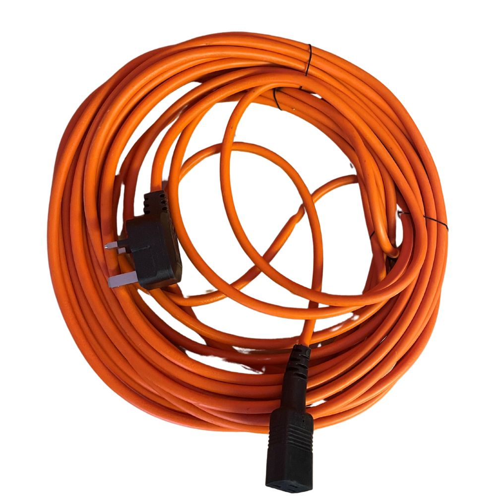 Genuine Truvox Orbis 15 Meter Orange Mains Cable UK Plug - Commercial Cleaning Machines Ltd