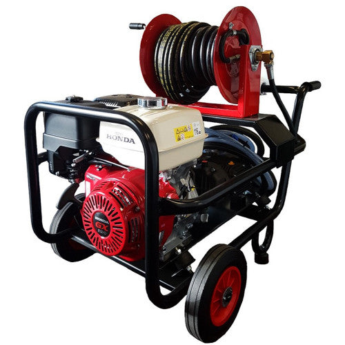 Maxflow Industrial Pressure Washer - Honda GX390 21 LPM Interpump Trolley Frame + 30M Reel