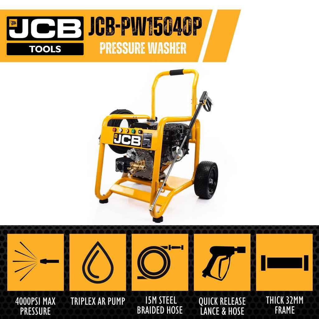 JCB Petrol Pressure Washer - PW15040P - 15hp JCB Engine - 4000psi