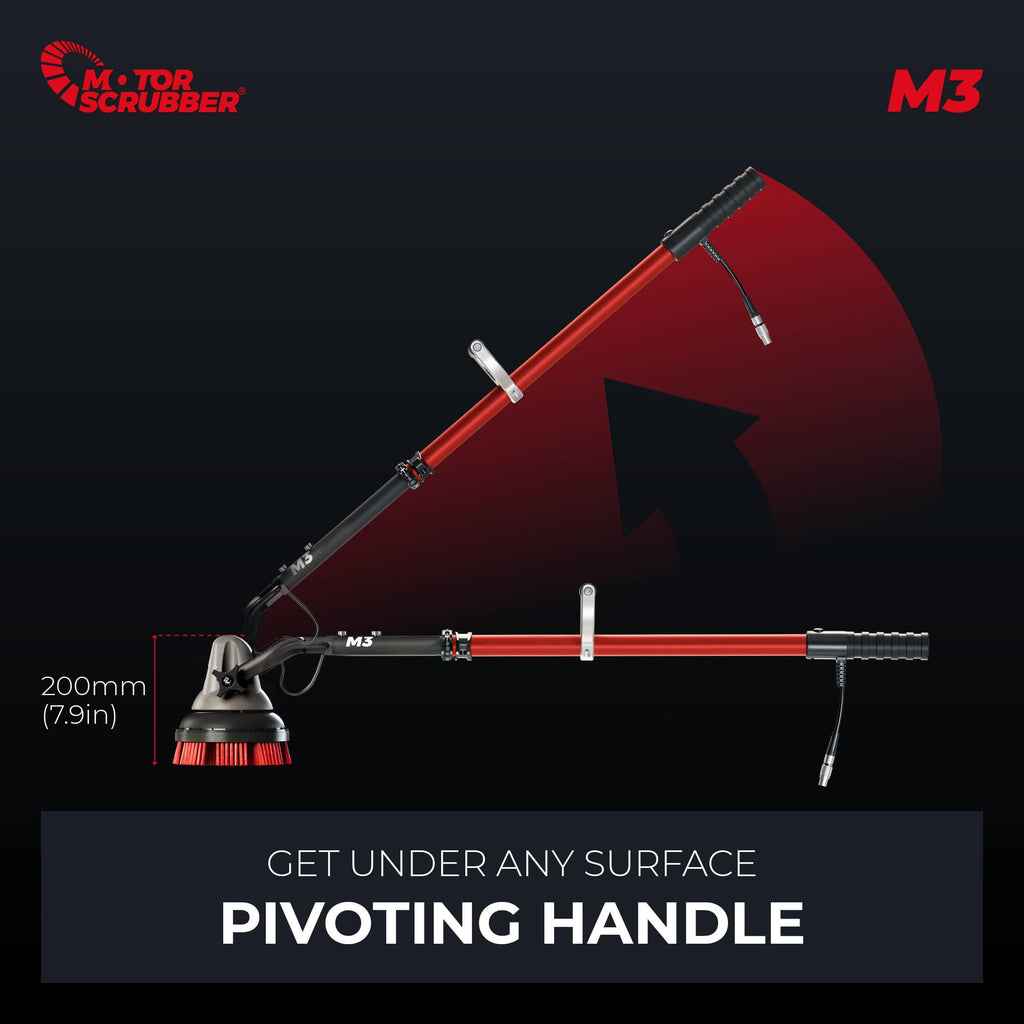 MotorScrubber M3M - Portable, Powerful, Commercial Scrubber For Hard To Clean Areas - 70cm - 140cm Handle