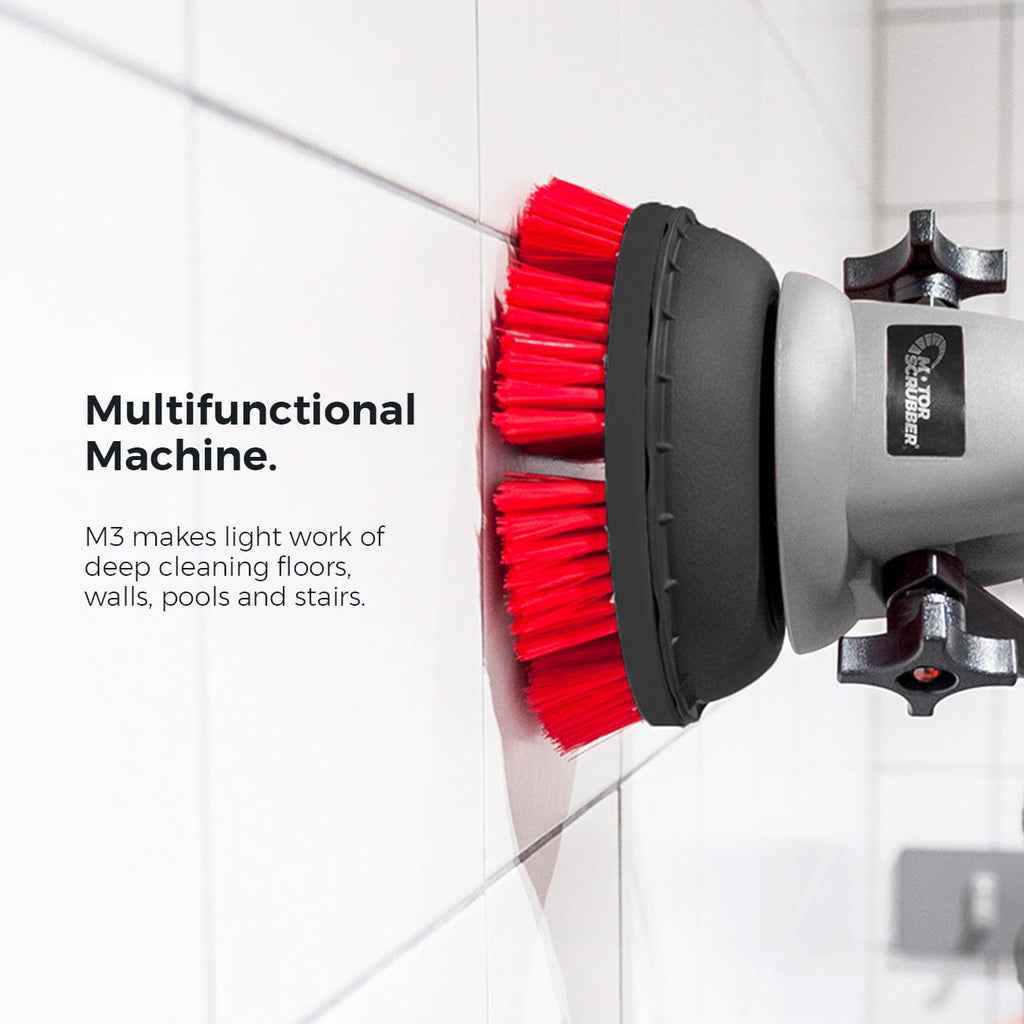 MotorScrubber M3M - Portable, Powerful, Commercial Scrubber For Hard To Clean Areas - 70cm - 140cm Handle