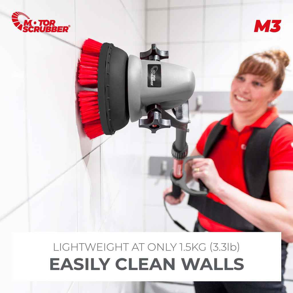 MotorScrubber M3M - Portable, Powerful, Commercial Scrubber For Hard To Clean Areas - 70cm - 140cm Handle
