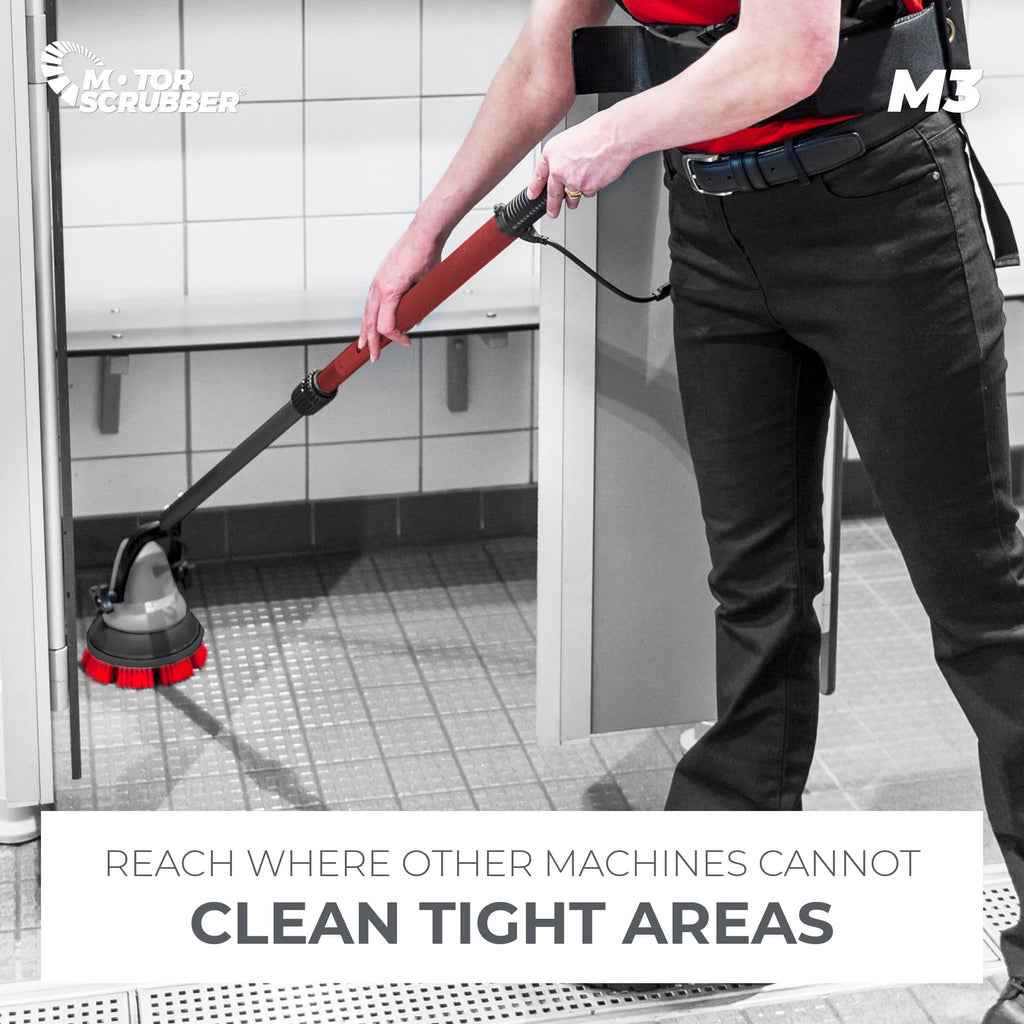 MotorScrubber M3S - Portable, Powerful, Commercial Scrubber For Hard To Clean Areas - 38cm Handle