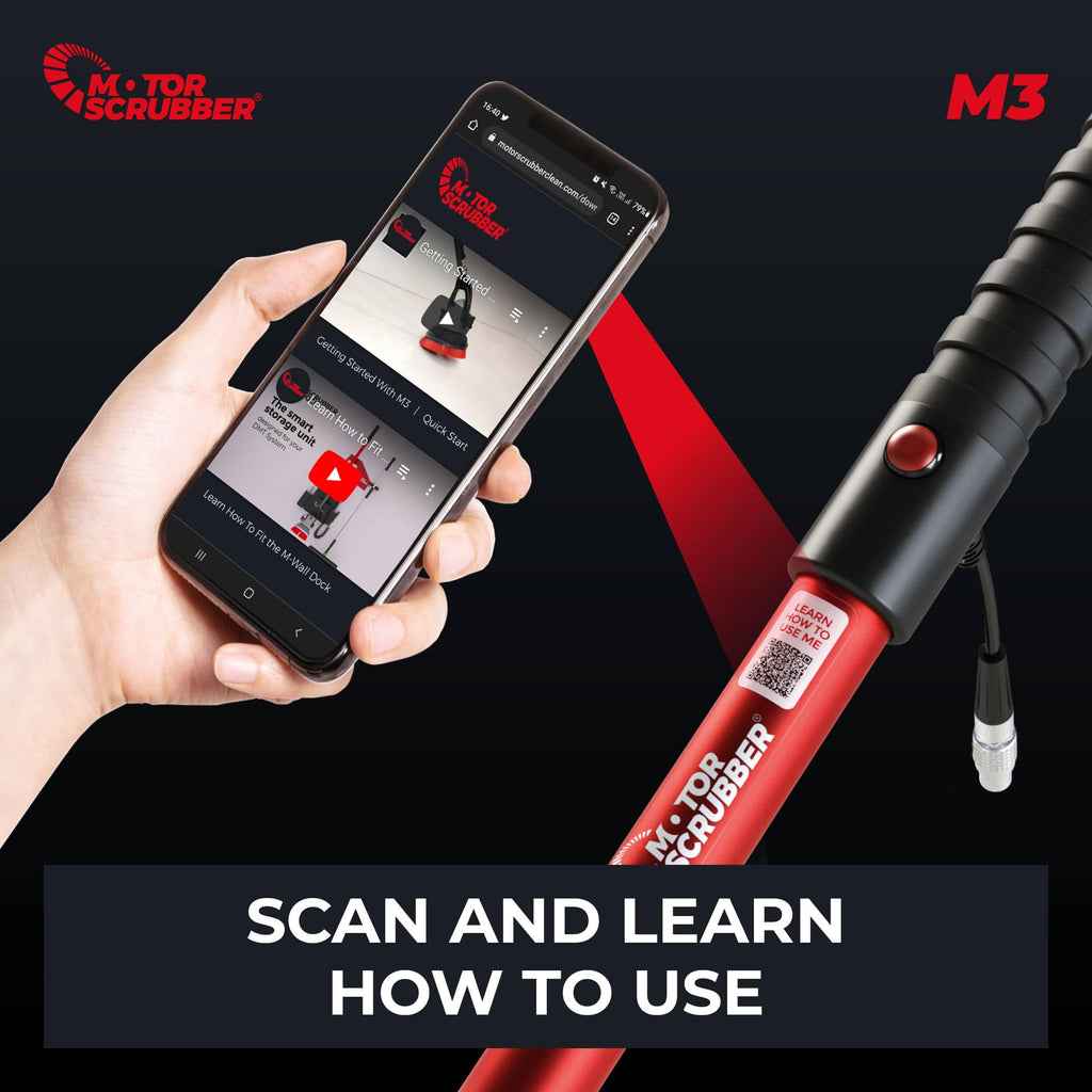 MotorScrubber M3S - Portable, Powerful, Commercial Scrubber For Hard To Clean Areas - 38cm Handle