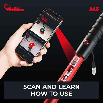 MotorScrubber M3S - Portable, Powerful, Commercial Scrubber For Hard To Clean Areas - 38cm Handle