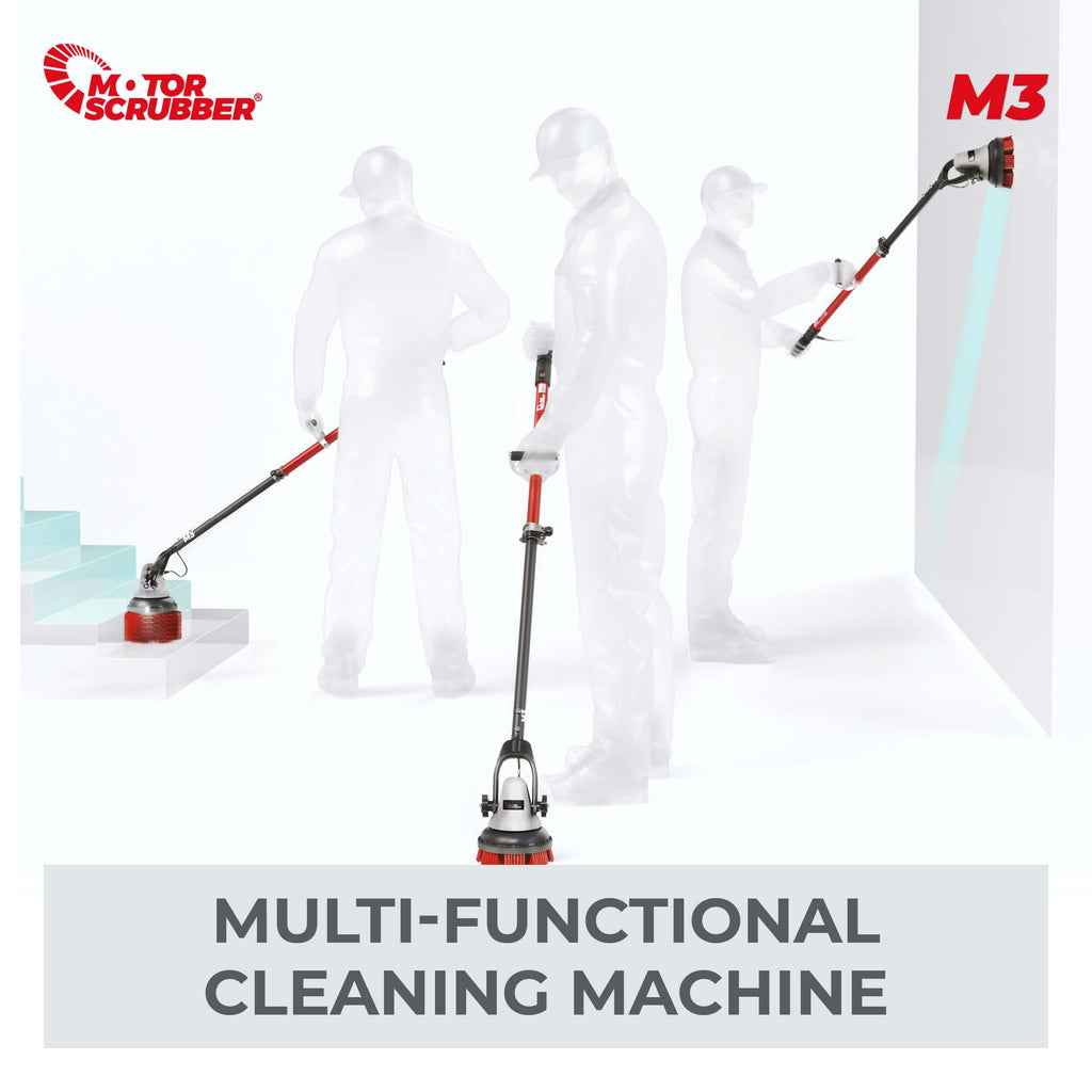 MotorScrubber M3S - Portable, Powerful, Commercial Scrubber For Hard To Clean Areas - 38cm Handle