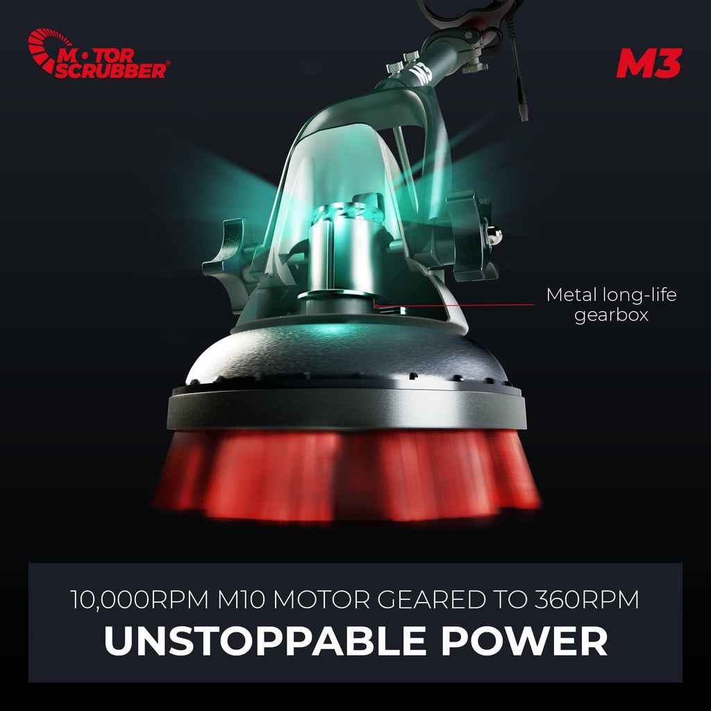 MotorScrubber M3S - Portable, Powerful, Commercial Scrubber For Hard To Clean Areas - 38cm Handle